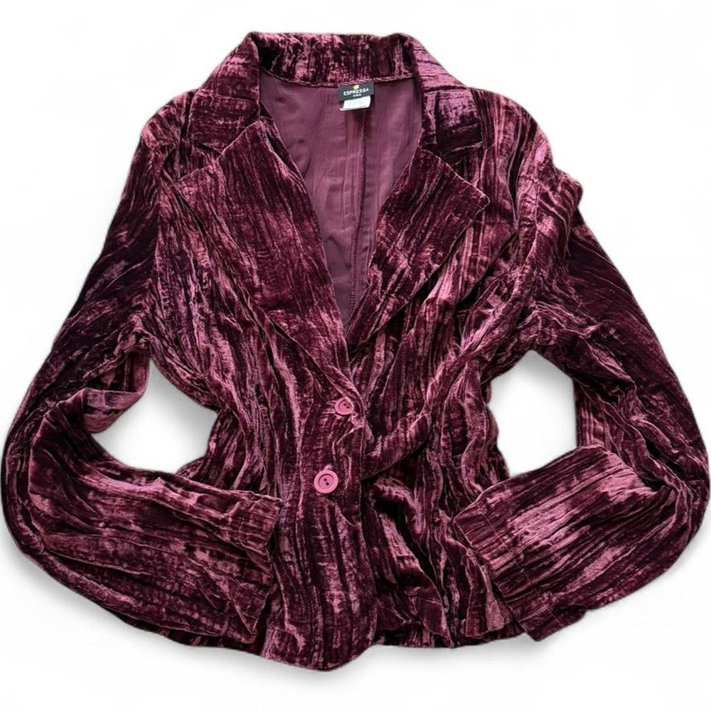 Vintage 90s Espressa Plum Crushed Velvet Jacket, Women's Size 3XL
